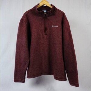 READ Columbia Men's Sweater 1/2 Zip Red Maroon Long Sleeve Pullover Size X-Large